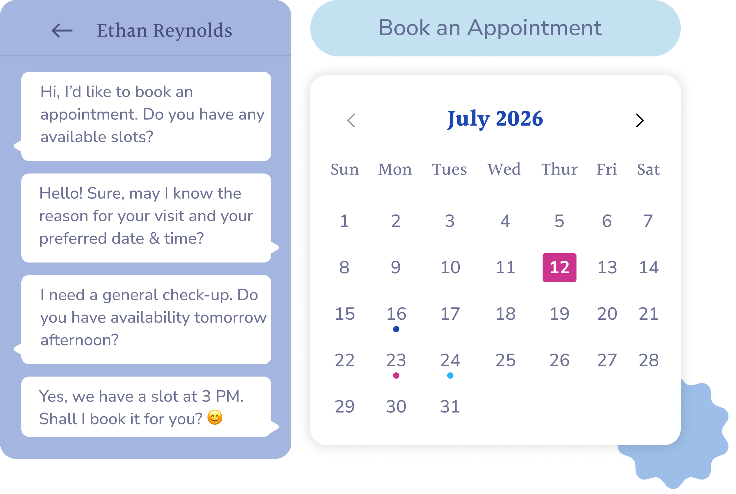 Online scheduling product mockup