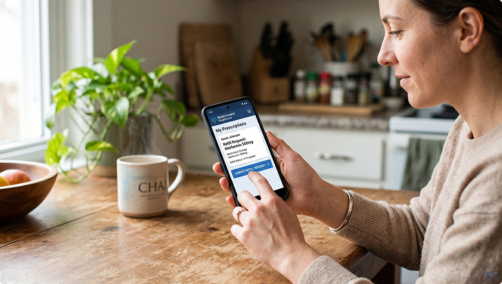 Pharmacy mobile app refill requests for patient loyalty